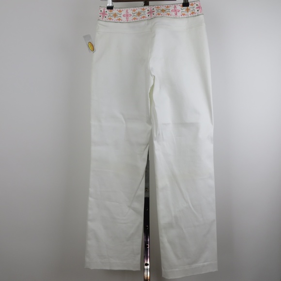 NWT Talbots White Pants with Floral Waistband 4P - Picture 2 of 8